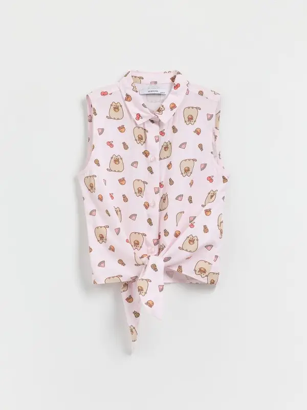 Reserved Reserved - Pusheen košulja na vezanje - pastelnoružičasto