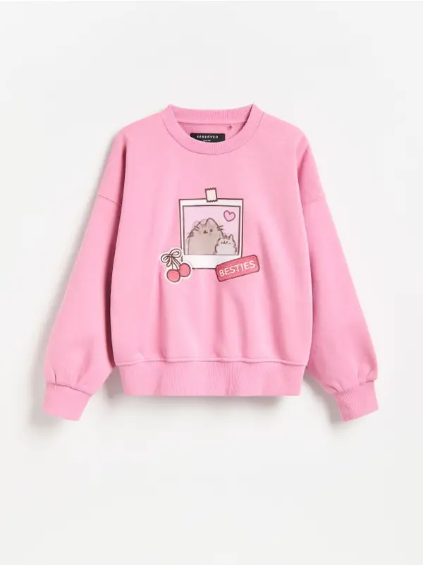 Reserved Reserved - Pusheen majica s 3D aplikacijom - purpurna boja