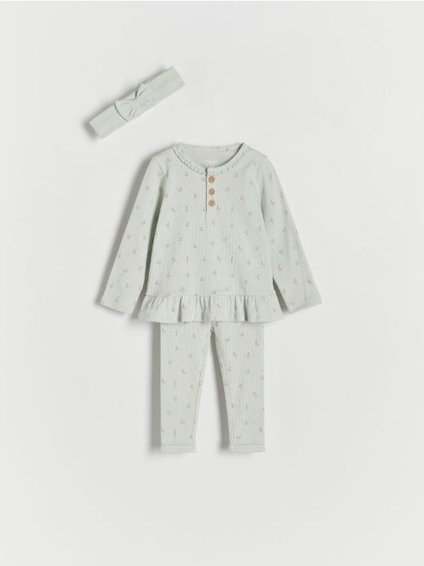 Reserved Reserved - Rebrasti komplet s trakom za kosu - svjetlomaslinasto