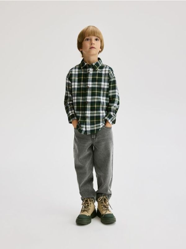 Reserved Reserved - Regular fit flanelska košulja - smeđezeleno