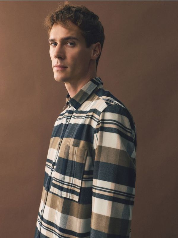 Reserved Reserved - Regular fit karirana košulja - bež