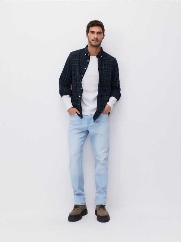 Reserved Reserved - Regular fit karirana košulja - tamnozeleno