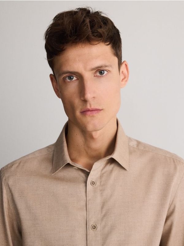 Reserved Reserved - Regular fit košulja od egipatskog pamuka - bež