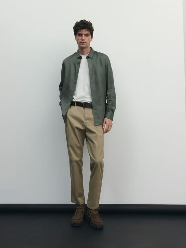 Reserved Reserved - Regular fit košulja od liocelnih vlakana - tamnozeleno