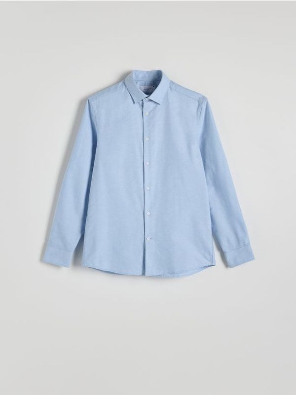 Reserved Reserved - Regular fit pamučna košulja - bljedoplavo