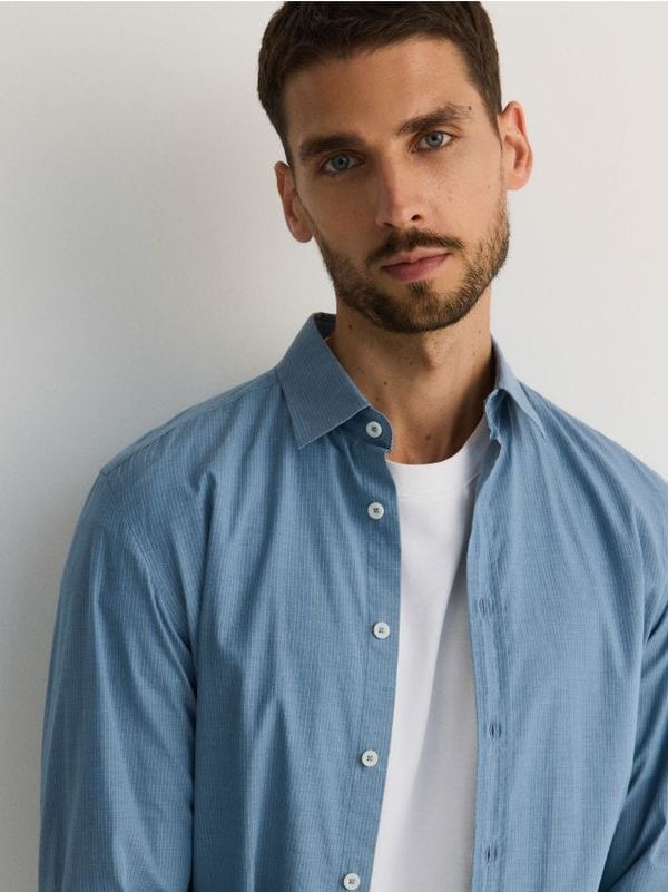 Reserved Reserved - Regular fit pamučna košulja - svjetloplavo