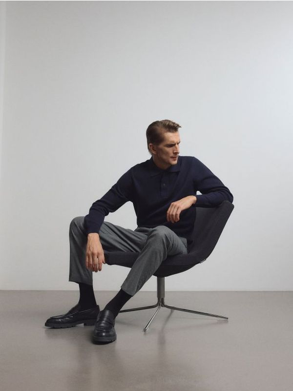 Reserved Reserved - Regular hlače s mješavinom vune - srednjesivo