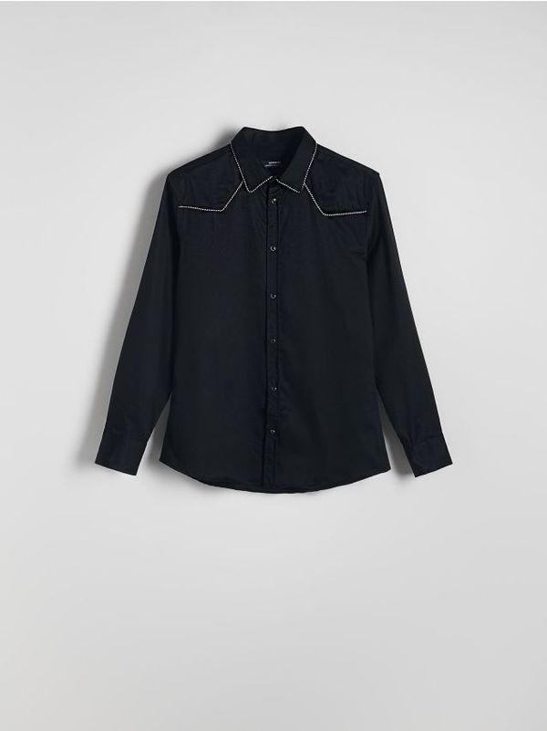 Reserved Reserved - Regular košulja s ukrasnim porubom - crno