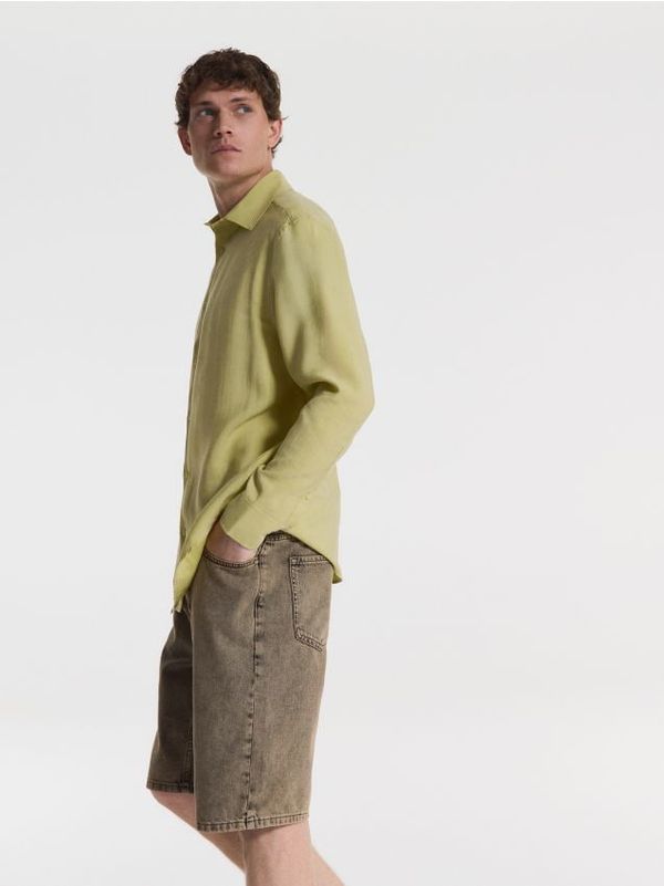 Reserved Reserved - Regular kratke hlače od trapera - prljavosmeđe