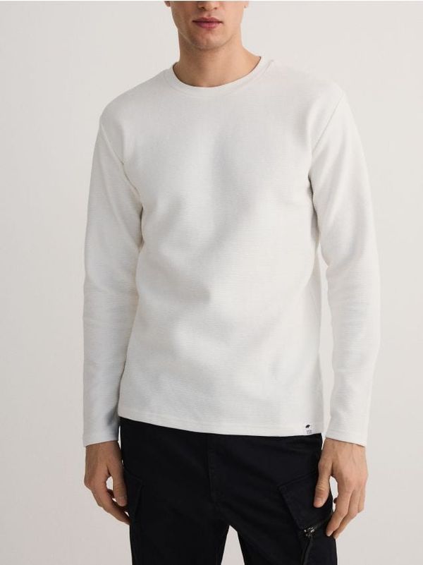 Reserved Reserved - Regular majica dugih rukava od rebrastog žerseja - krem