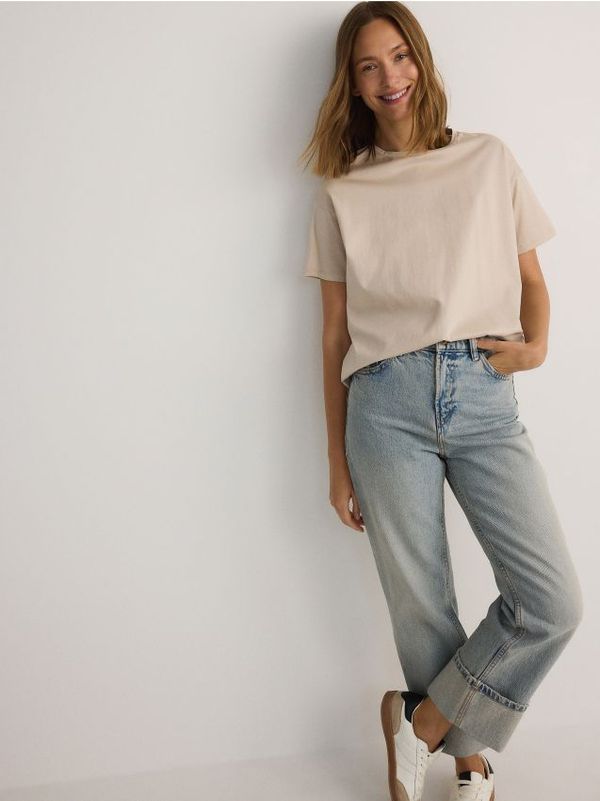 Reserved Reserved - Regular majica kratkih rukava od merceriziranog pamuka - bež