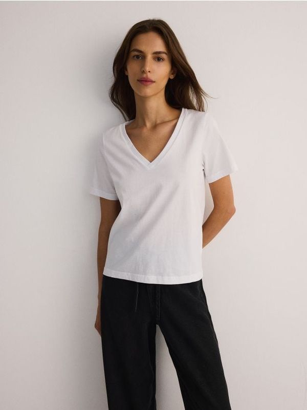 Reserved Reserved - Regular majica kratkih rukava od merceriziranog pamuka - bijela