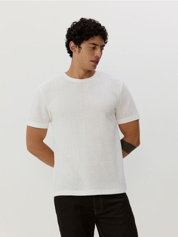 Reserved Reserved - Regular majica kratkih rukava od strukturiranog žerseja - bež