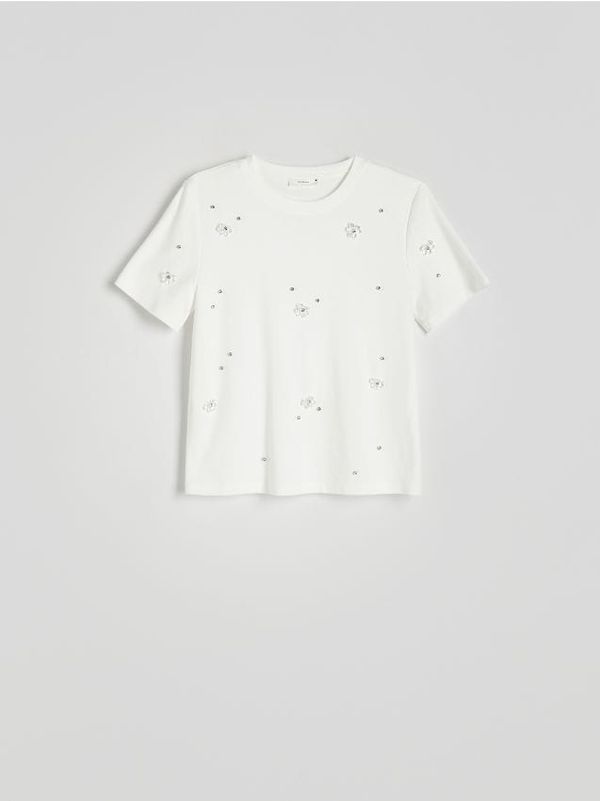 Reserved Reserved - Regular majica kratkih rukava s aplikacijom - bijela