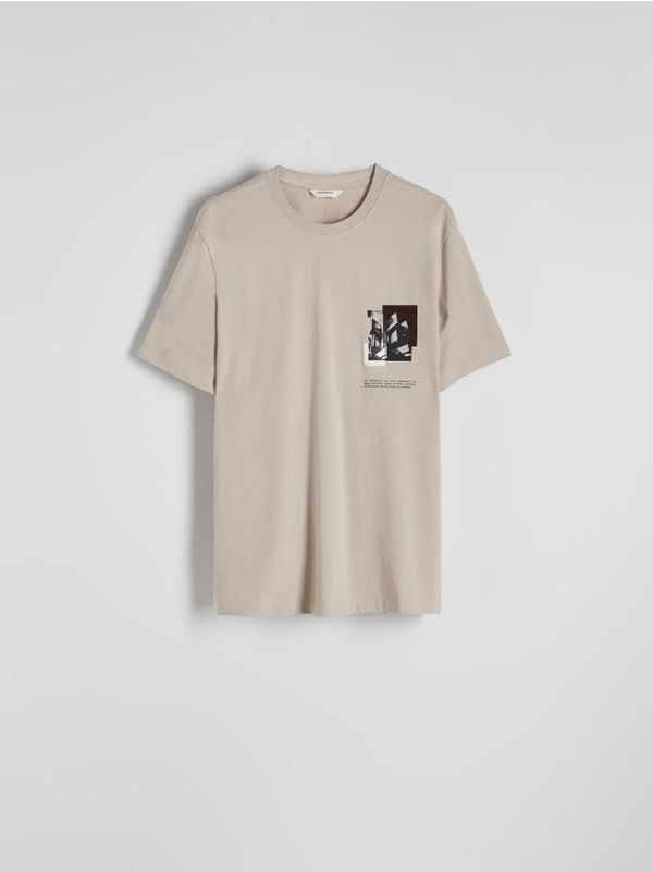 Reserved Reserved - Regular majica kratkih rukava s printom - bež