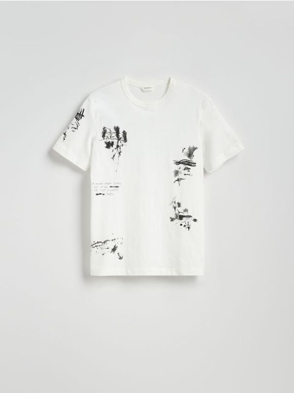 Reserved Reserved - Regular majica kratkih rukava s printom - bijela