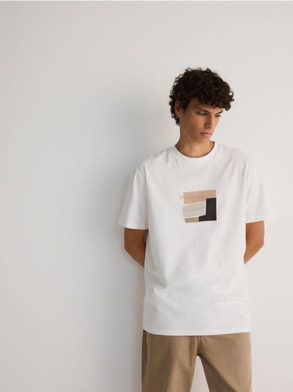 Reserved Reserved - Regular majica kratkih rukava s printom - bijela