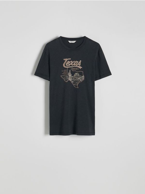 Reserved Reserved - Regular majica kratkih rukava s printom - crno