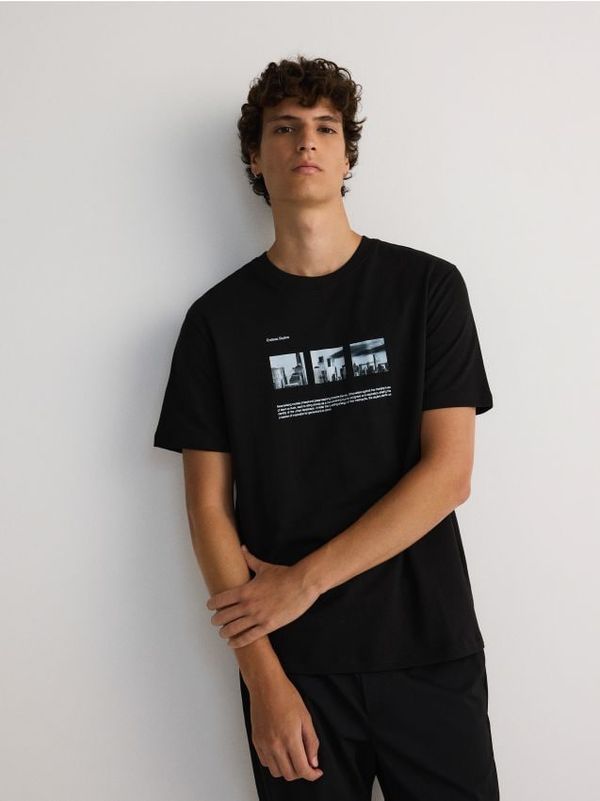 Reserved Reserved - Regular majica kratkih rukava s printom - crno