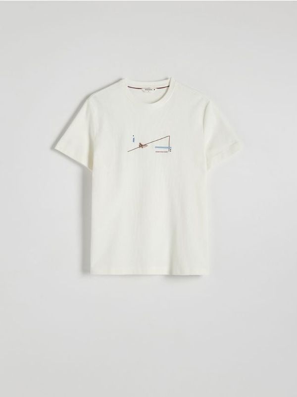 Reserved Reserved - Regular majica kratkih rukava s printom - krem