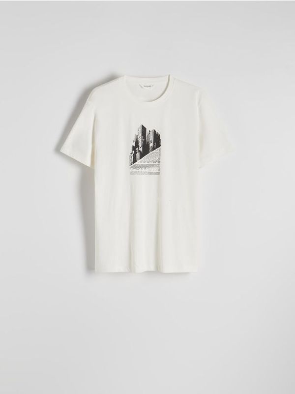 Reserved Reserved - Regular majica kratkih rukava s printom - krem