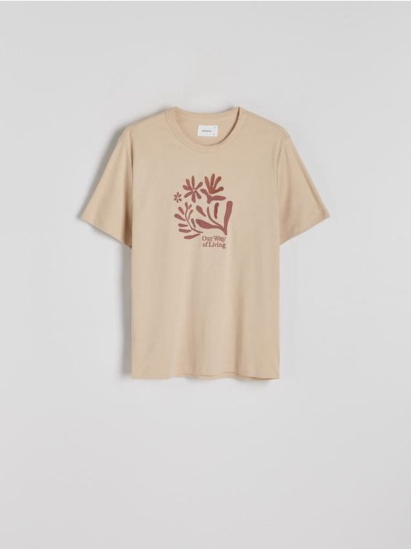 Reserved Reserved - Regular majica kratkih rukava s vezom - krem