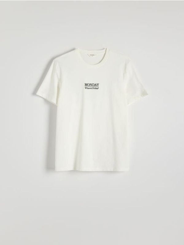 Reserved Reserved - Regular majica kratkih rukava s vezom - krem