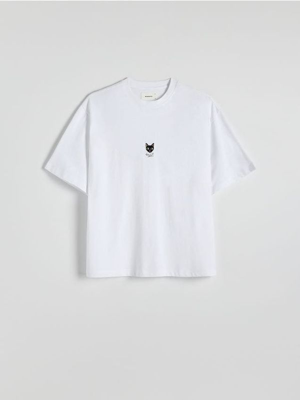 Reserved Reserved - Regular pamučna majica kratkih rukava - bijela