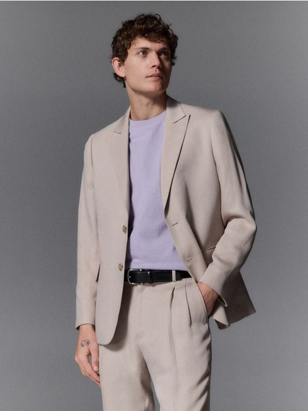 Reserved Reserved - Regular pamučna majica kratkih rukava - boja lavande