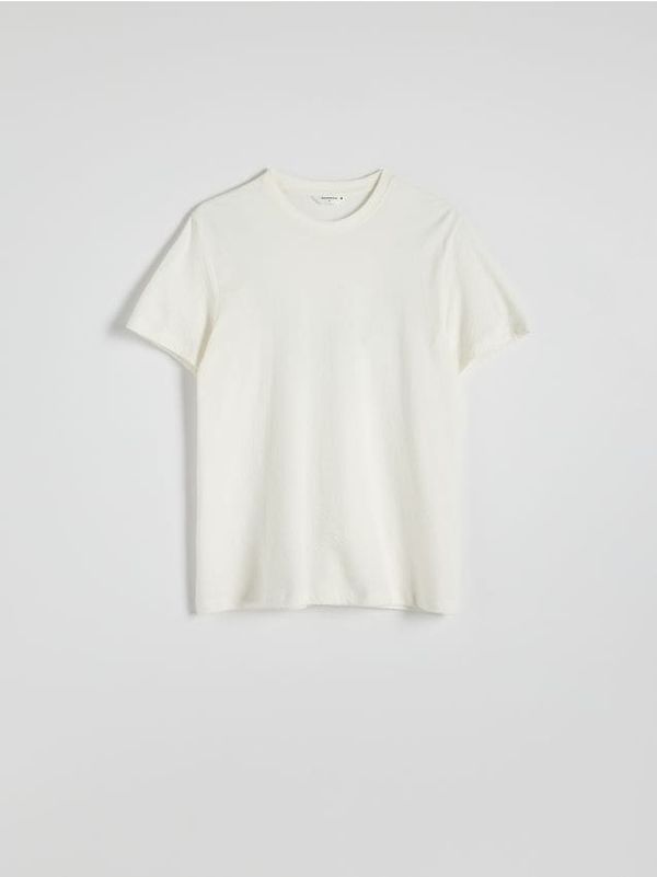 Reserved Reserved - Regular pamučna majica kratkih rukava - krem