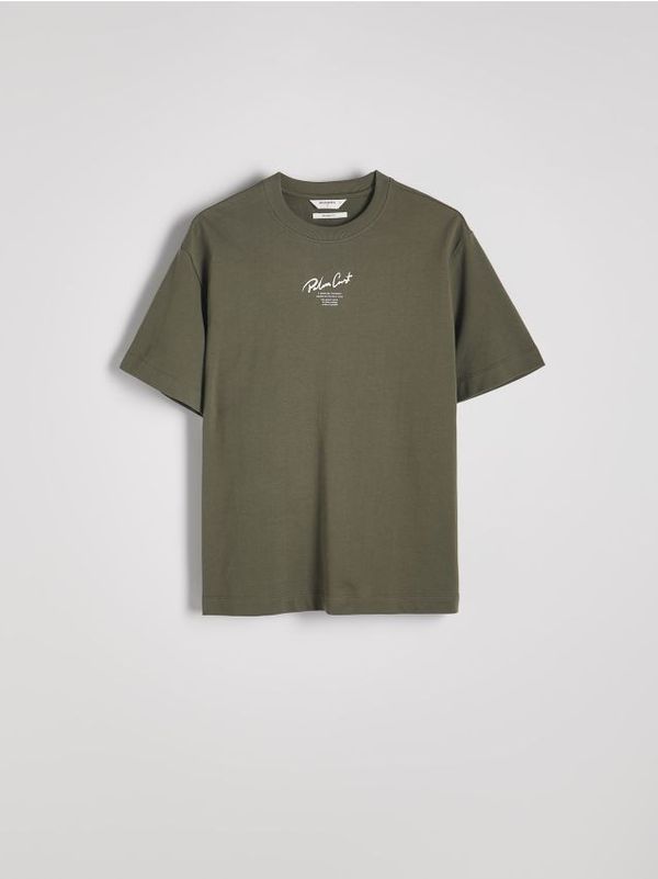 Reserved Reserved - Regular pamučna majica kratkih rukava - prljavozeleno