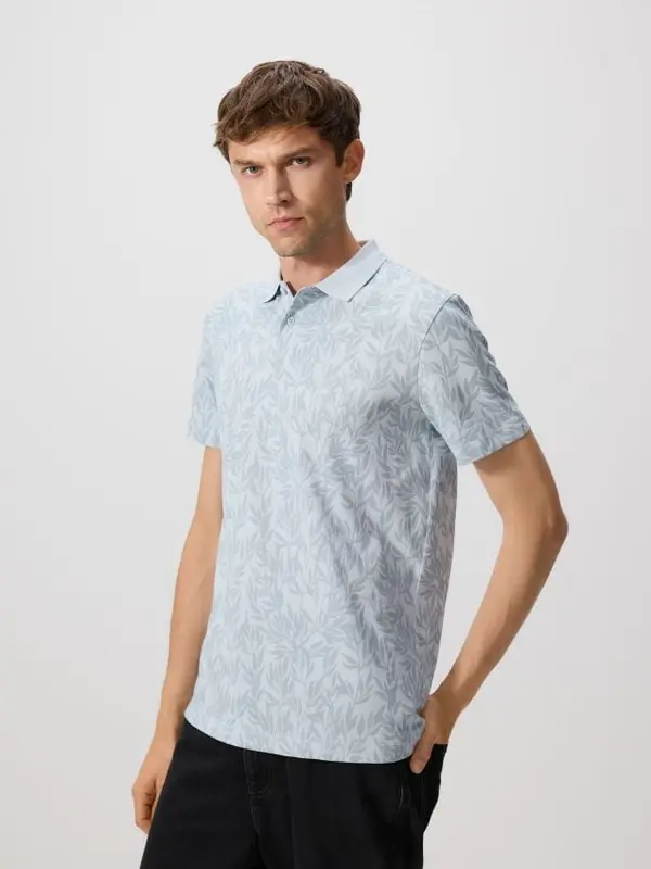 Reserved Reserved - Regular polo-majica s uzorkom - bljedoplavo