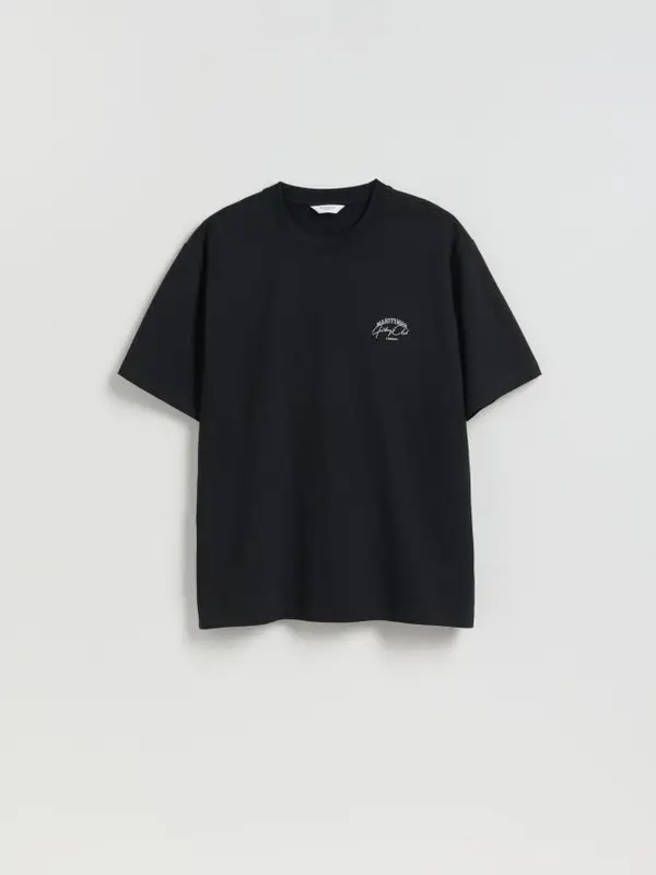 Reserved Reserved - Relaxed fit majica kratkih rukava s printom - crno