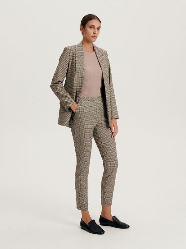 Reserved Reserved - Karirane hlače - bež