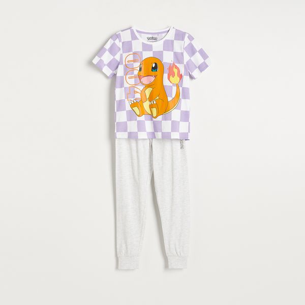 Reserved Reserved - Komplet pamučne pidžame Pokémon - Svijetlo siva