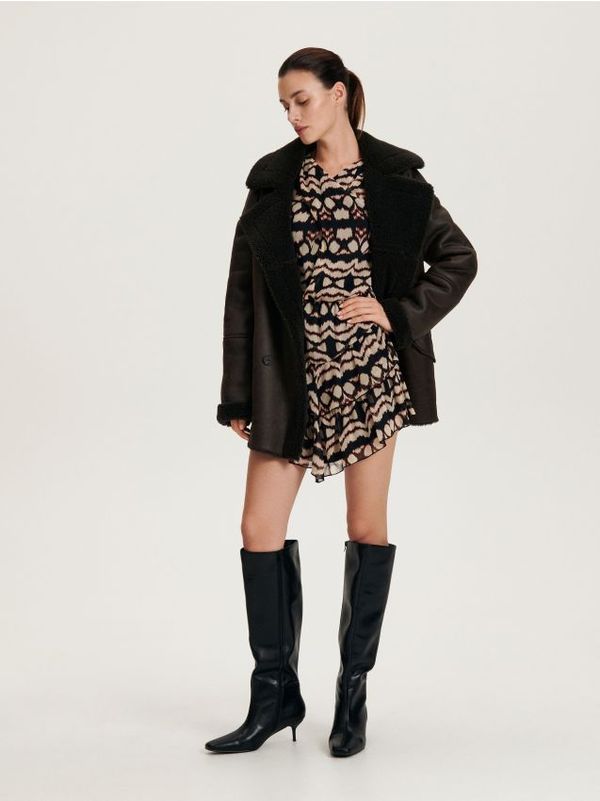 Reserved Reserved - Mini haljina s volanima - narančasta