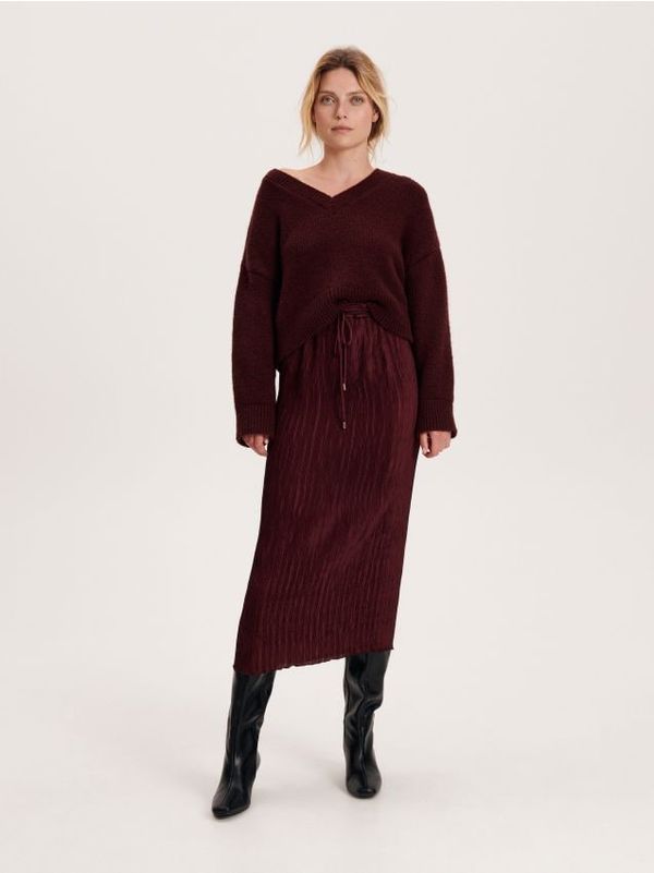 Reserved Reserved - Suknja od strukturirane tkanine - burgundy