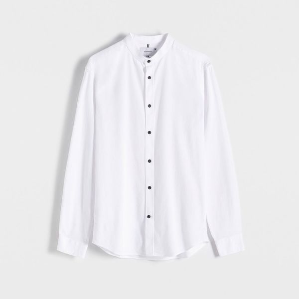 Reserved Reserved - Super slim fit košulja s uspravnim ovratnikom - Bijela