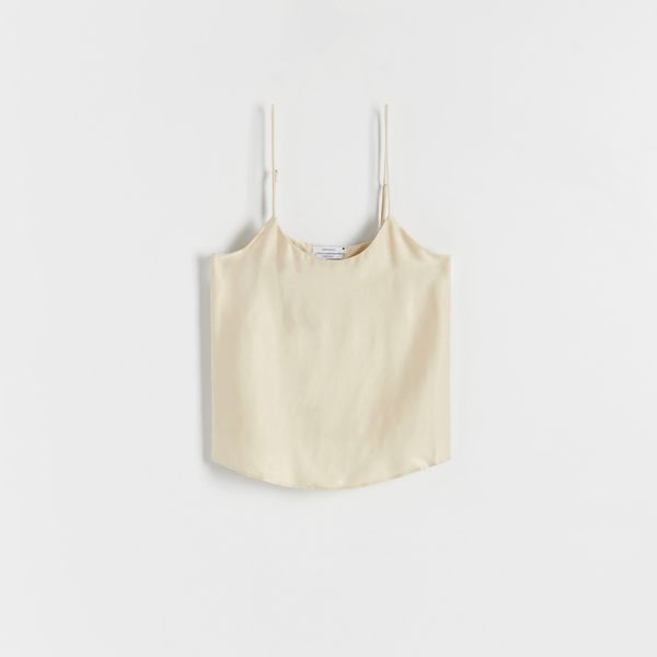 Reserved Reserved - Top od tkanine s visokim udjelom bakroa - Bež