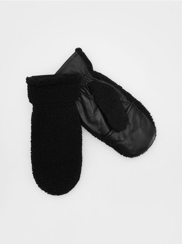 Reserved Reserved - Rukavice od kombiniranih tkanina - crno