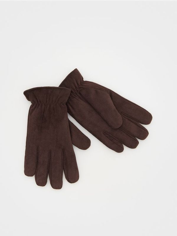 Reserved Reserved - Rukavice od obične tkanine - tamnosmeđe
