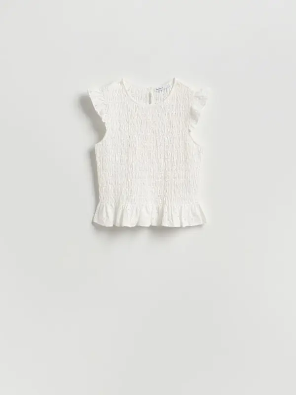 Reserved Reserved - Rupičasta bluza - bijela