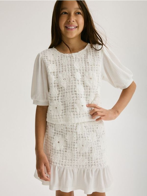 Reserved Reserved - Rupičasta suknja - krem