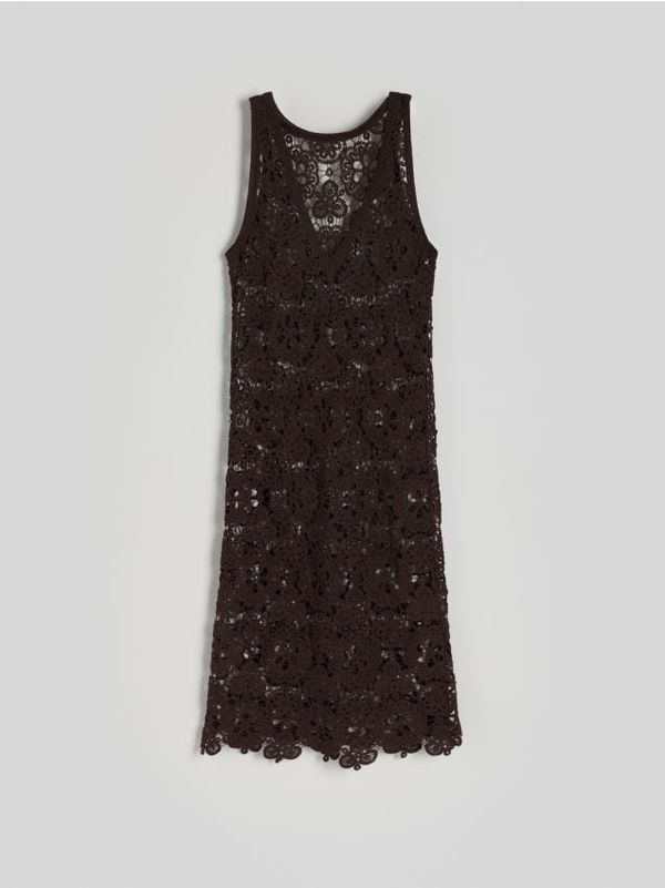 Reserved Reserved - Rupičasti pončo za plažu - smeđi