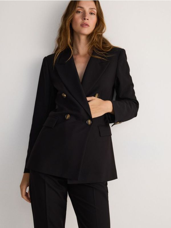 Reserved Reserved - Sako s dvostrukim kopčanjem s mješavinom viskoze - crno