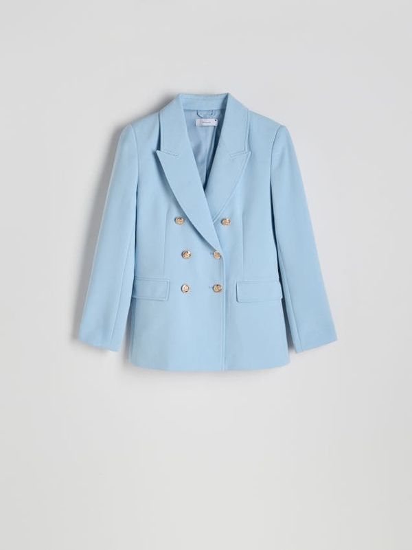 Reserved Reserved - Sako s dvostrukim kopčanjem s mješavinom viskoze - svjetloplavo