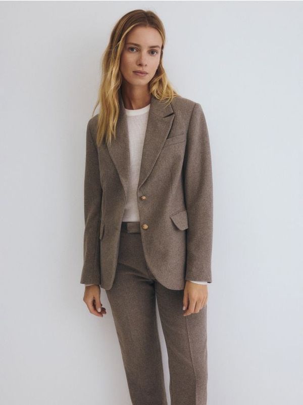 Reserved Reserved - Sako s jednorednim kopčanjem i mješavinom vune - bež