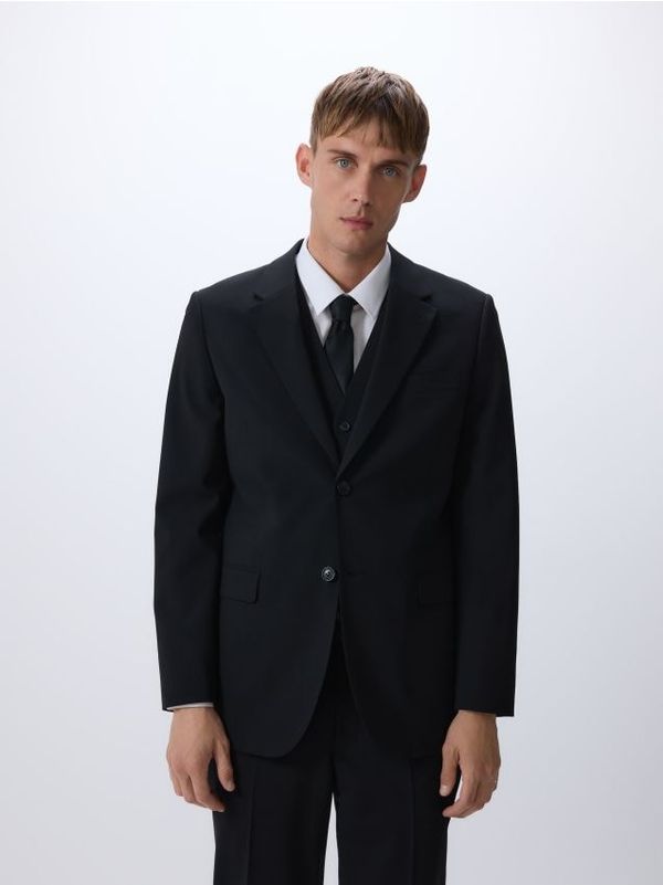 Reserved Reserved - Sako s jednorednim kopčanjem i mješavinom vune - crno