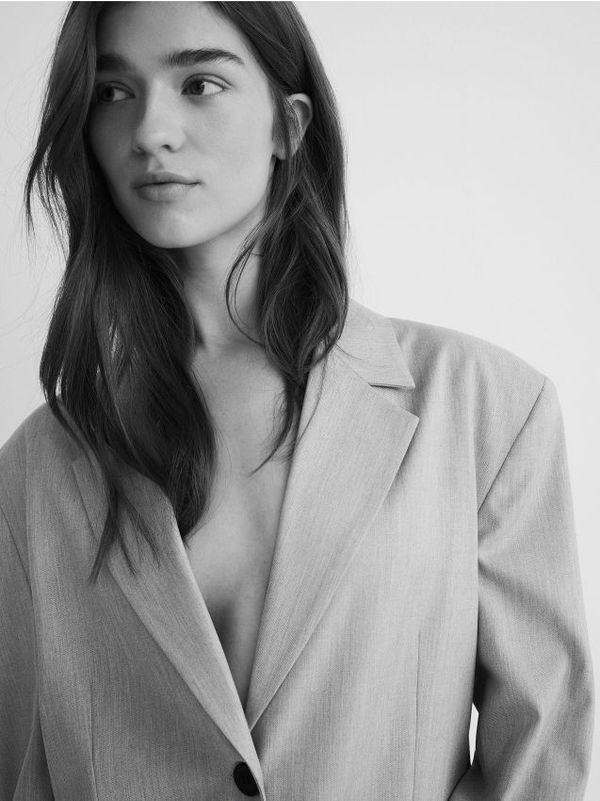 Reserved Reserved - Sako s jednostrukim kopčanjem od mješavine viskoze - light grey