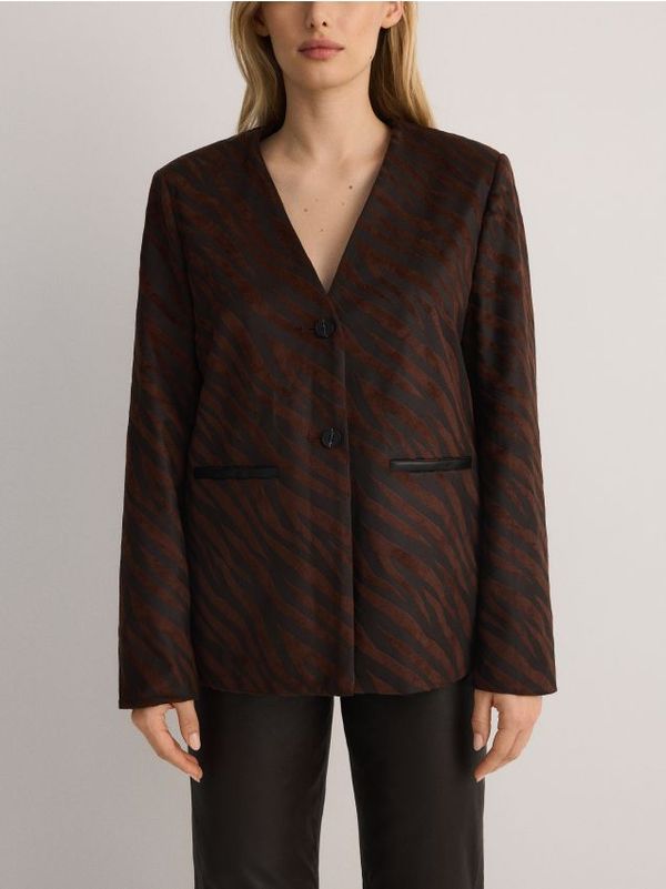 Reserved Reserved - Sako sa životinjskim uzorkom - tamnosmeđe